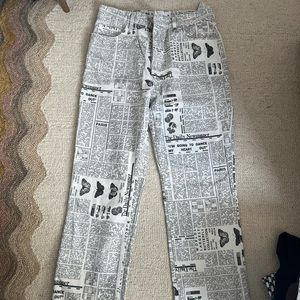 NWOT newspaper print jeans